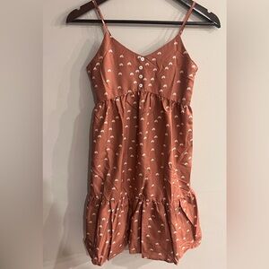 BAILEY’S BLOSSOMS Girl’s Brown Boho Rainbow Print Sleeveless Tiered Sun Dress